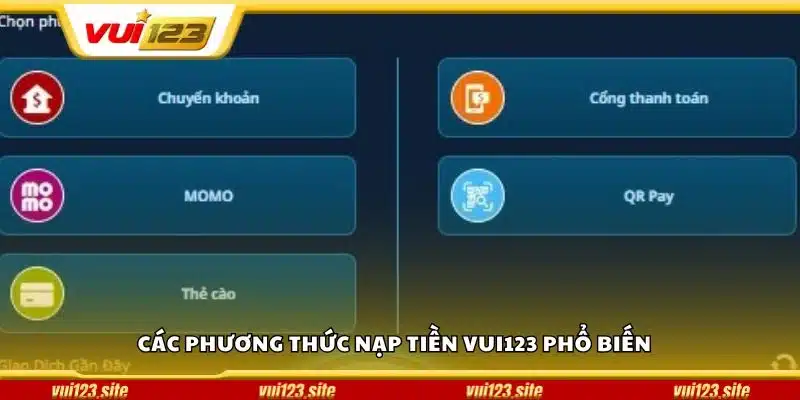 Các phương thức nạp tiền Vui123 phổ biến 